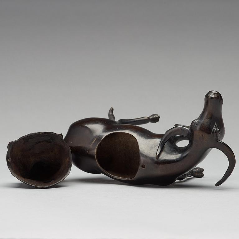 SKULPTUR, brons. Qingdynastin (1664-1912).