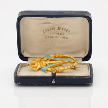 Court service badge, 20K gold and enamel, Carl Fredrik Carlman Stockholm 1908.