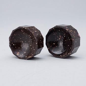 Two matched Swedish 19th century porphyry salts.