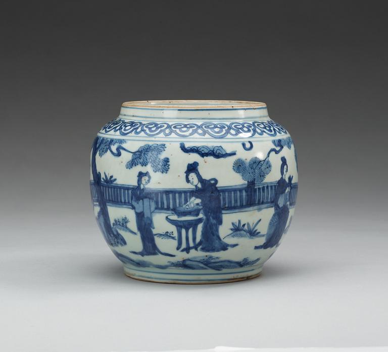 A blue and white jar, Ming dynasty, 17th Century.