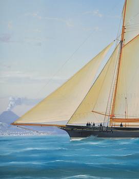 Tomasso De Simone, Two-masted schooner "Alcalda" by Vesuvius.
