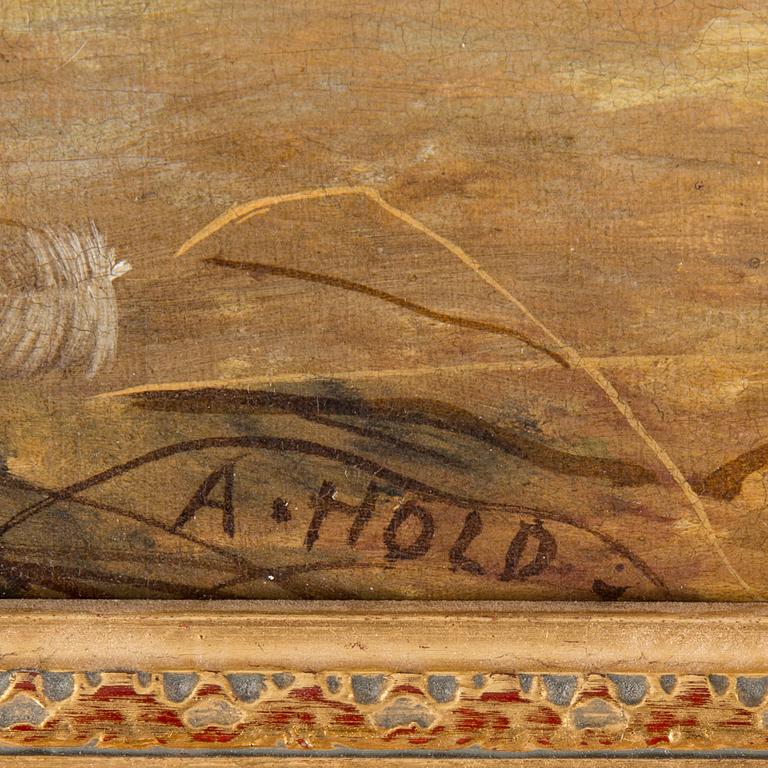 An Abel Hold painting, oil on canvas, signed and dated on the verso 1860.