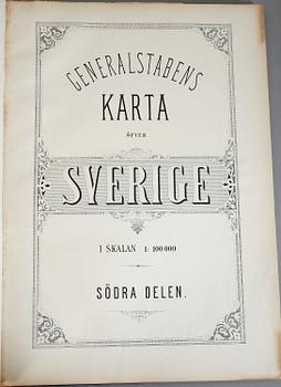 KARTBOK, "Generalstabens karta öfver Sverige", utgiven av generalstabens litografiska anstalt, 1800-talets slut.