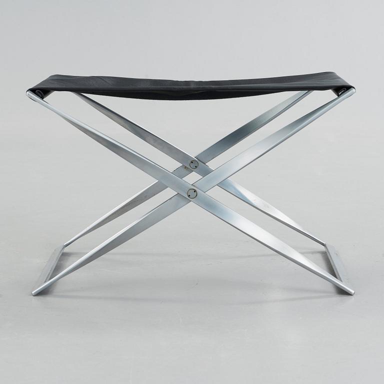 Poul Kjaerholm, a black leather and steel 'PK-91' stool, E Kold Christensen, Denmark.