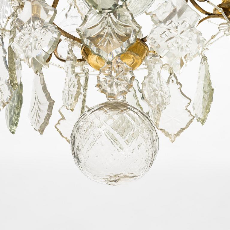 A rococo style chandelier, around 1900.