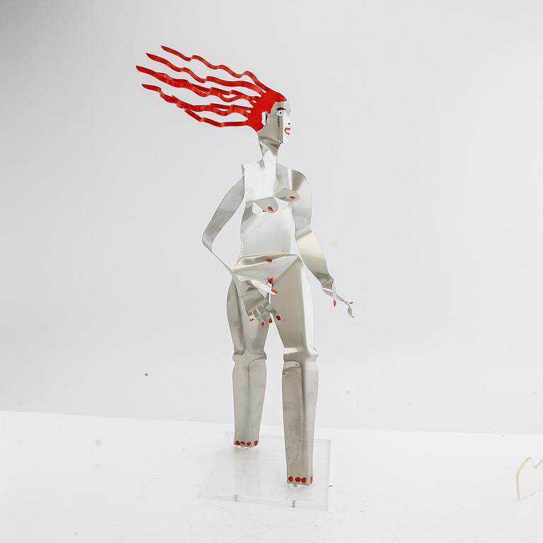Timo Solin, Sculpture Standing Woman with Red Hair.