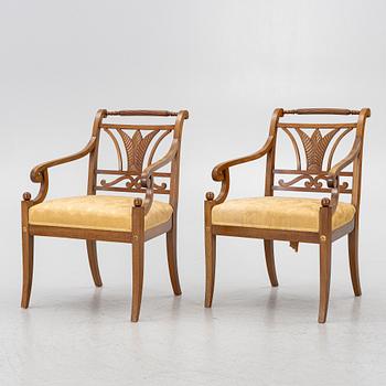 Karstolar, ett par, samt banketter, ett par, Karl Johan, 1800-talets första hälft.