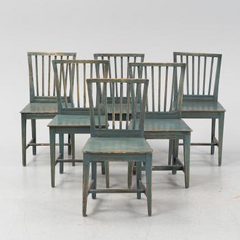 Six Swedish chairs, around 1900.