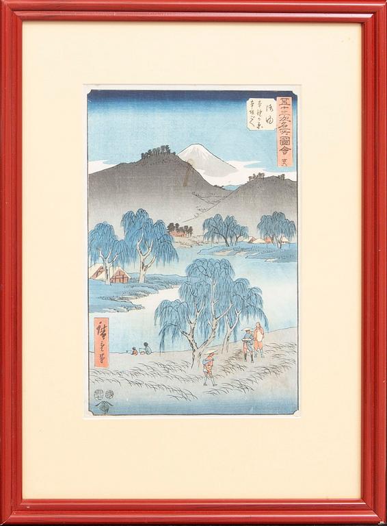 Ando Utagawa Hiroshige, träsnitt, Japan signerat.