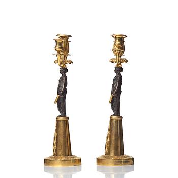 A pair of Empire 19th century three-light candelabra,  Russia.