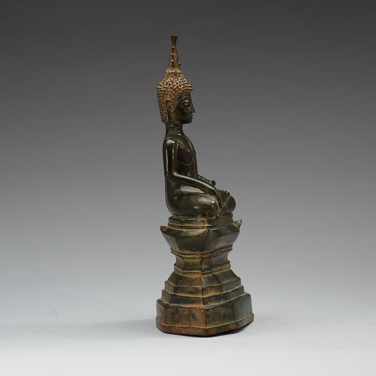 A large bronze figure of buddha, Laos, 19th Century.