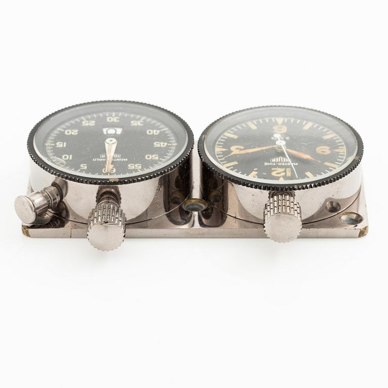 Heuer, Master-Time 8-Days and Monte-Carlo stopwatch, 6 x 11 cm.