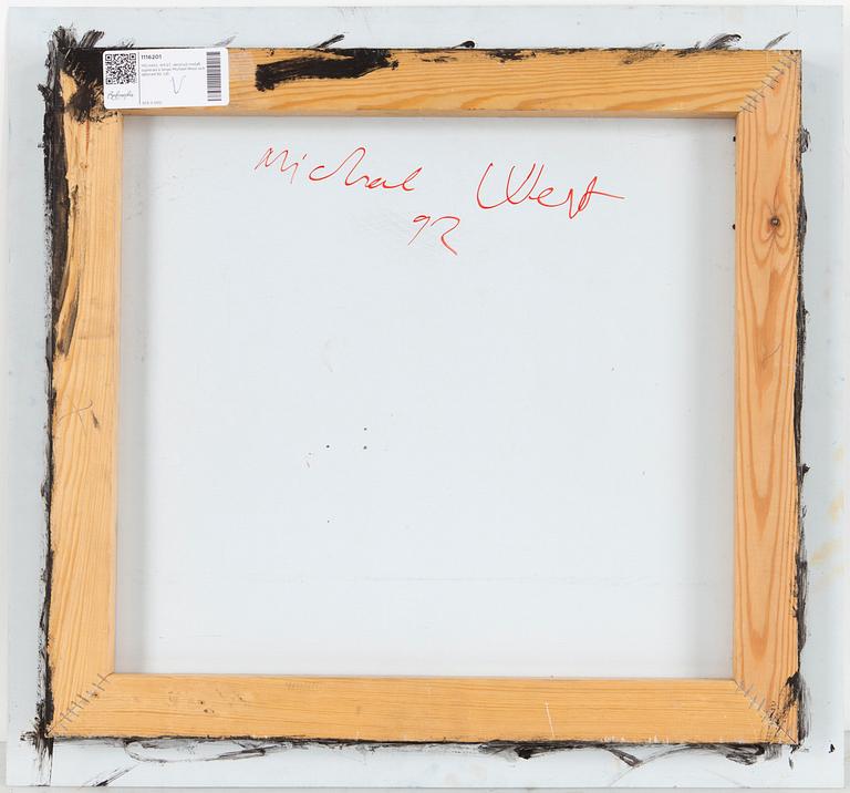 MICHAEL WEST, acrylic on metal, signed verso and dated 92.