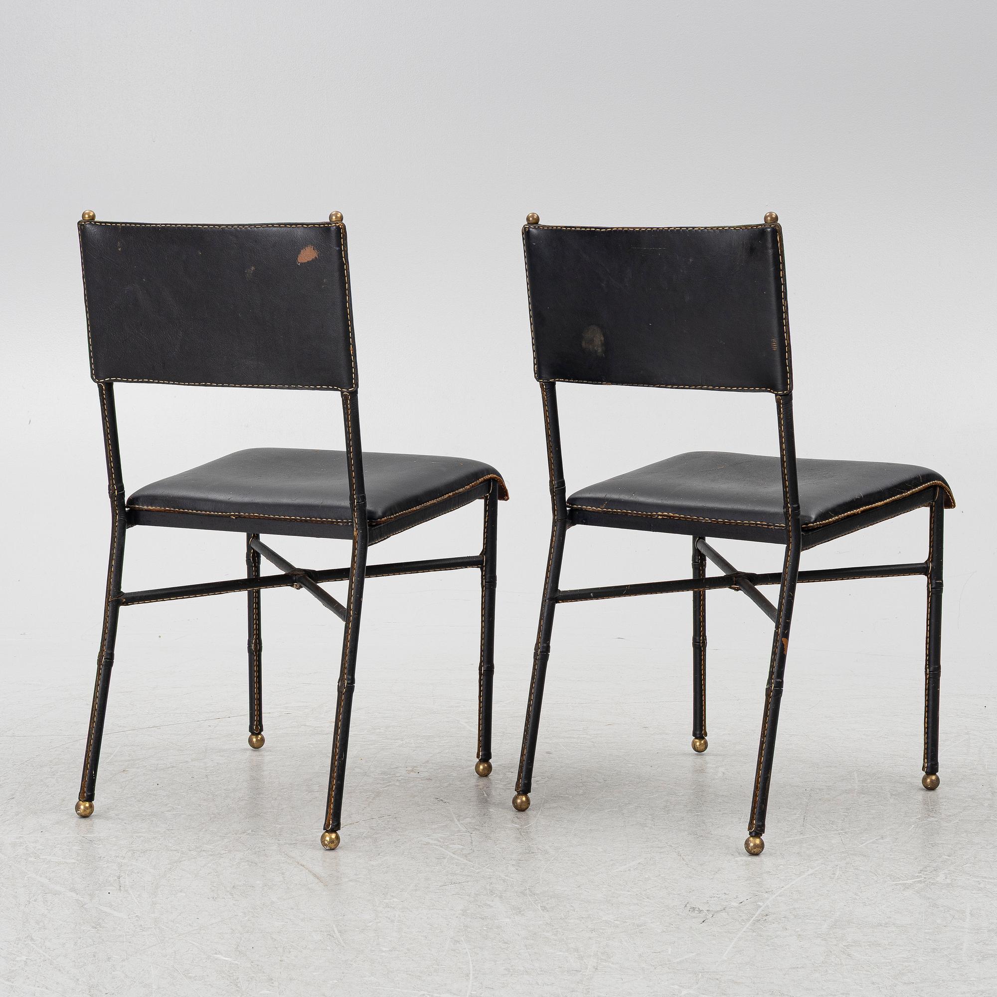 Jacques Adnet, attributed to, chairs, a pair, France, mid-20th century.