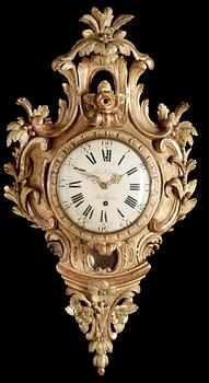A Swedish Rococo 18th Century wall clock by J. Nyberg.