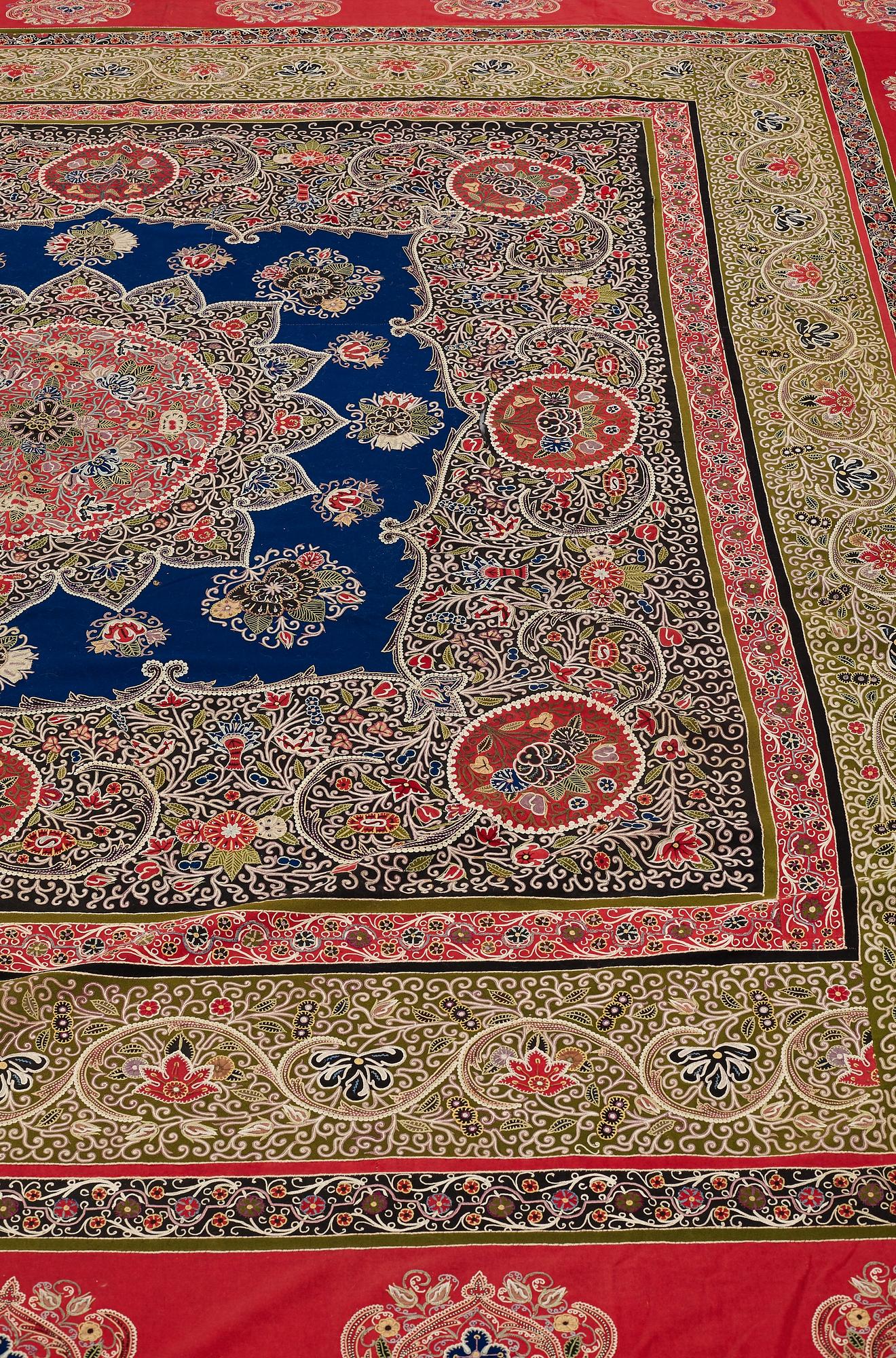 AN EMBROIDERY, a semi-antique Rascht, Persia (Iran), ca 312,5 x 311 cm.