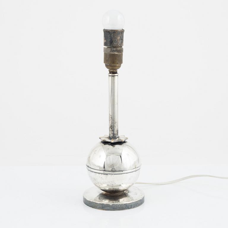 A silver plated table light, 1930's.