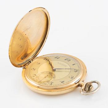 Pocket watch, H. Runsten Stockholm, lever escapement, including a ring in 18K gold.