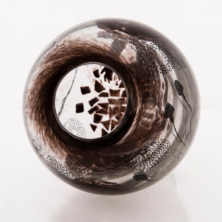 ELLA VARVIO, a glass vase/ sculpture, signed Ella Varvio 2018.