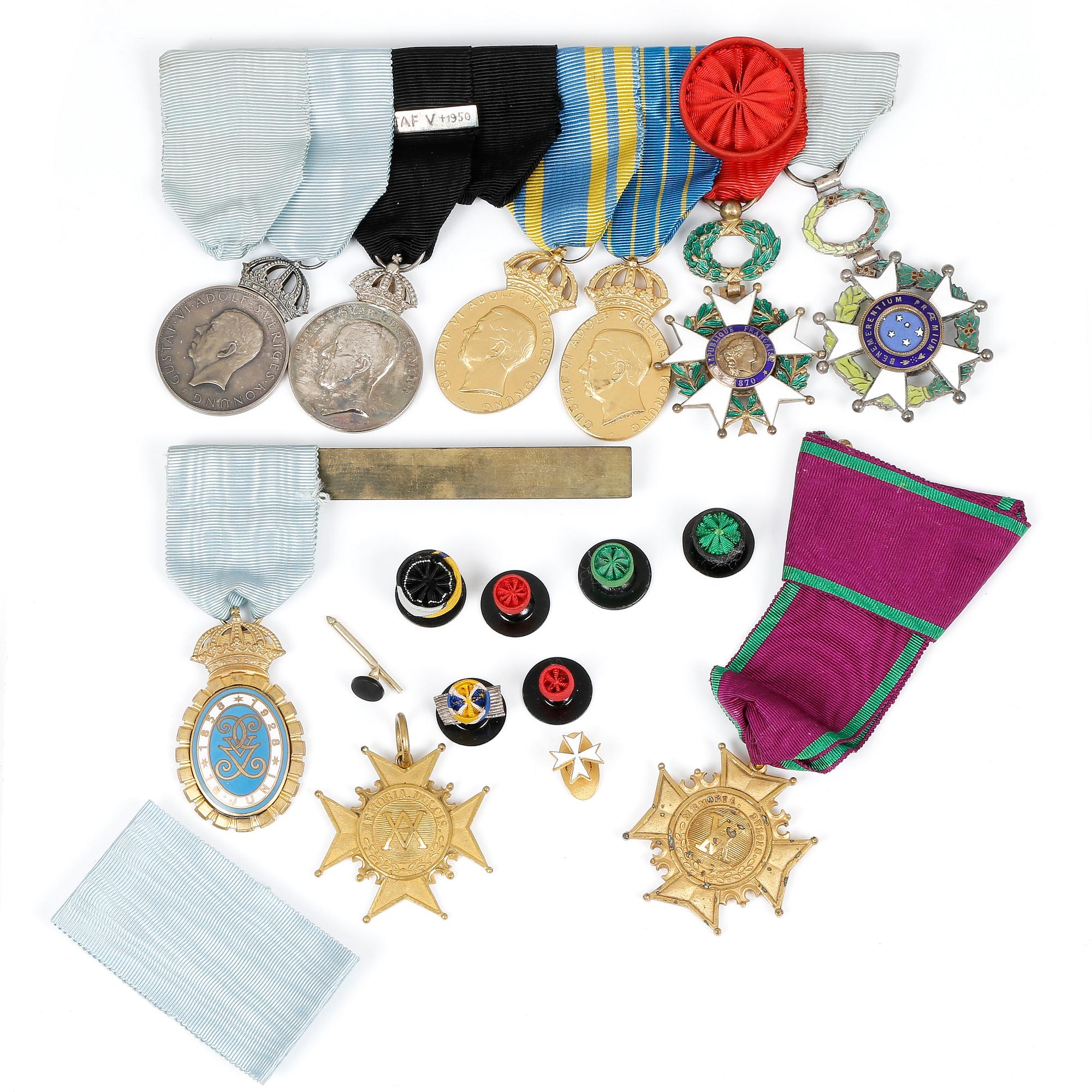 MEDALJER, 7 st, bla silver, Sverige, Frankrike, Brasilien, 1900-tal.