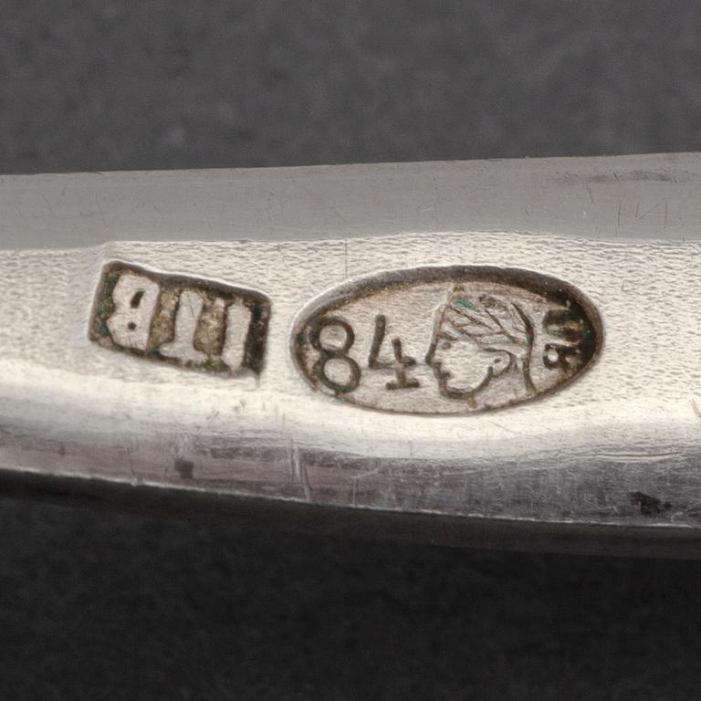 BESTICK, 7 st, samt KOPP, silver, Ryssland, bl a St Petersburg 1891.