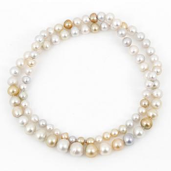 HALSBAND, med gula och vita odlade, 'South Sea' pärlor.
