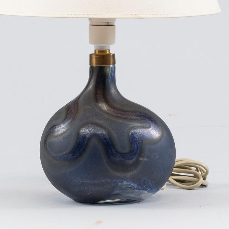 BORDSLAMPA, glas, Holmegaard, 1900-talets andra hälft.