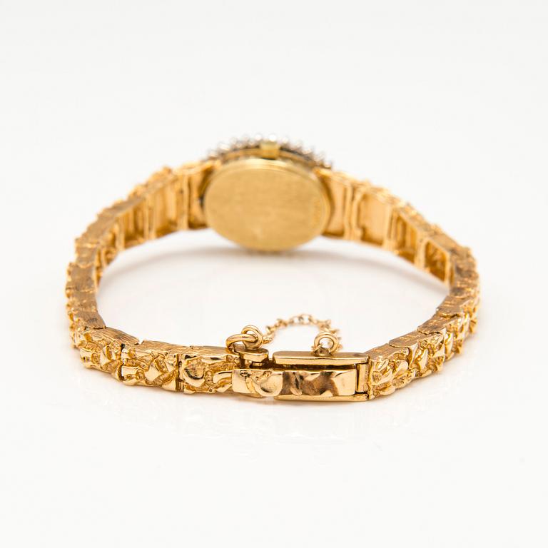 OMEGA, wrist watch, quartz, 14K gold, diamonds ca. 0.38 ct in total. 18 mm.