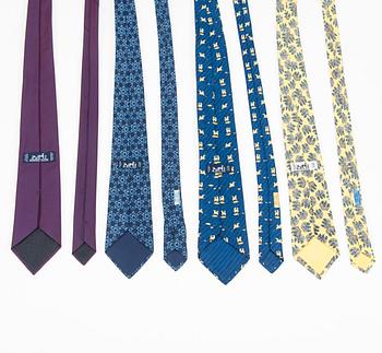 Hermès, four silk ties.