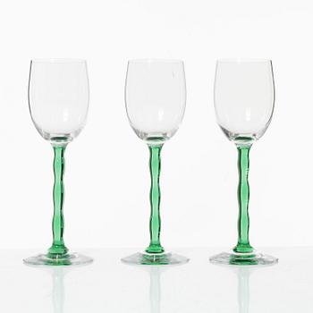 Gunnar Cyrén, a set of seven 'Nobel' wine glasses, Orrefors.
