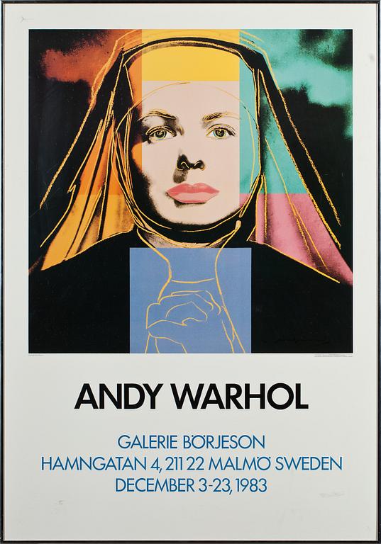 ANDY WARHOL, efter, affischer, 3 st, Galerie Börjeson 1983.
"Portraits of Ingrid Bergman".