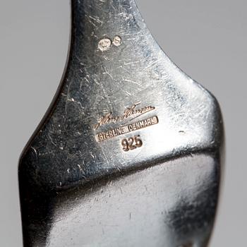 BESTICKUPPSÄTTNING, sterlingsilver, 52 delar, "Kristine formgiven av Hans Hansen, Danmark, 1967. Total vikt ca 2,1 kg.