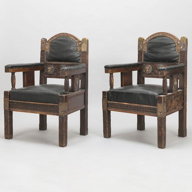 A pair of early 20th century armchairs.