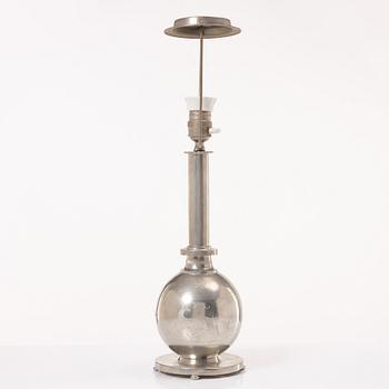 A Swedish Grace pewter table lamp, 1920's.