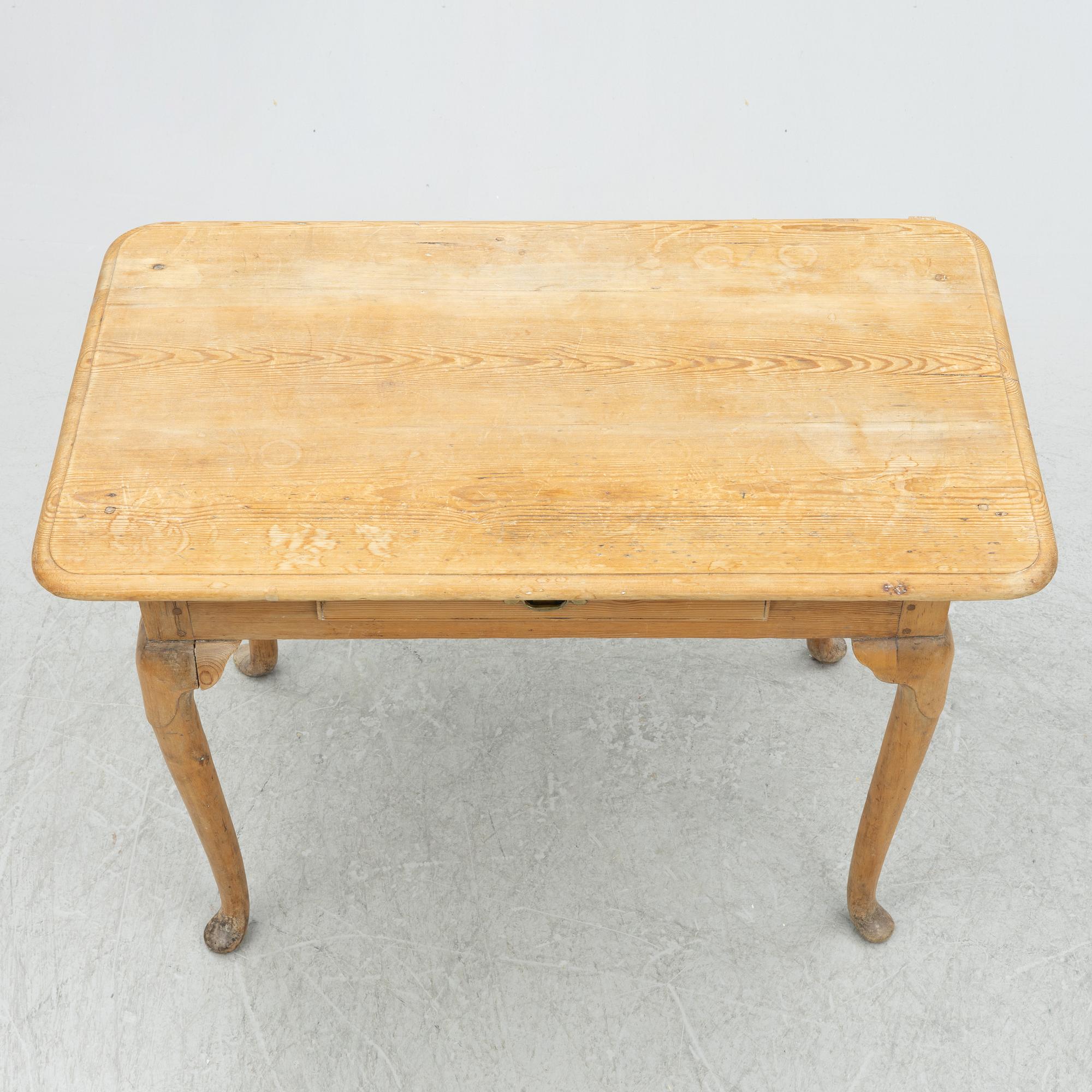 A Swedish late baroque pine desk, later part 18th century.