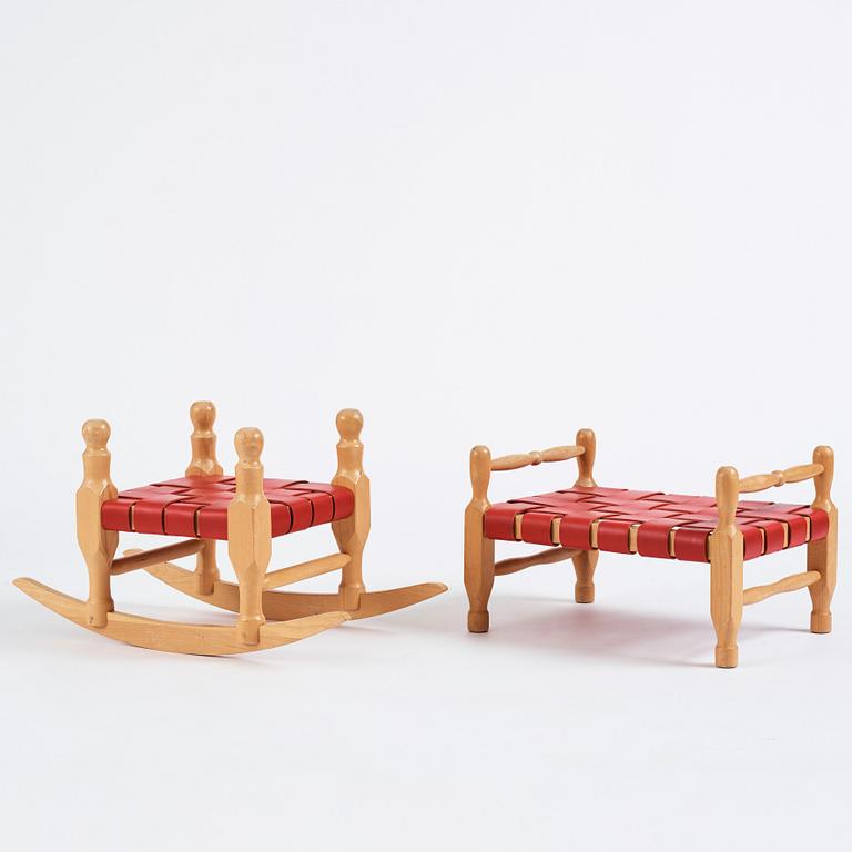 Erik Höglund, two stools, Boda Trä, Sweden 1960-70s.