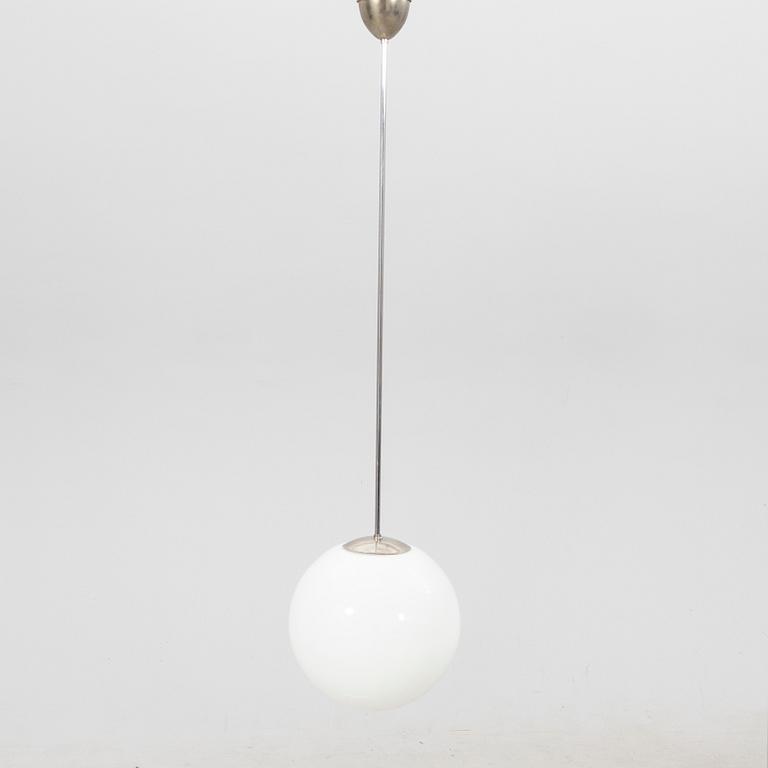 A glass and metal ceiling lamp from the 1940's/50's.