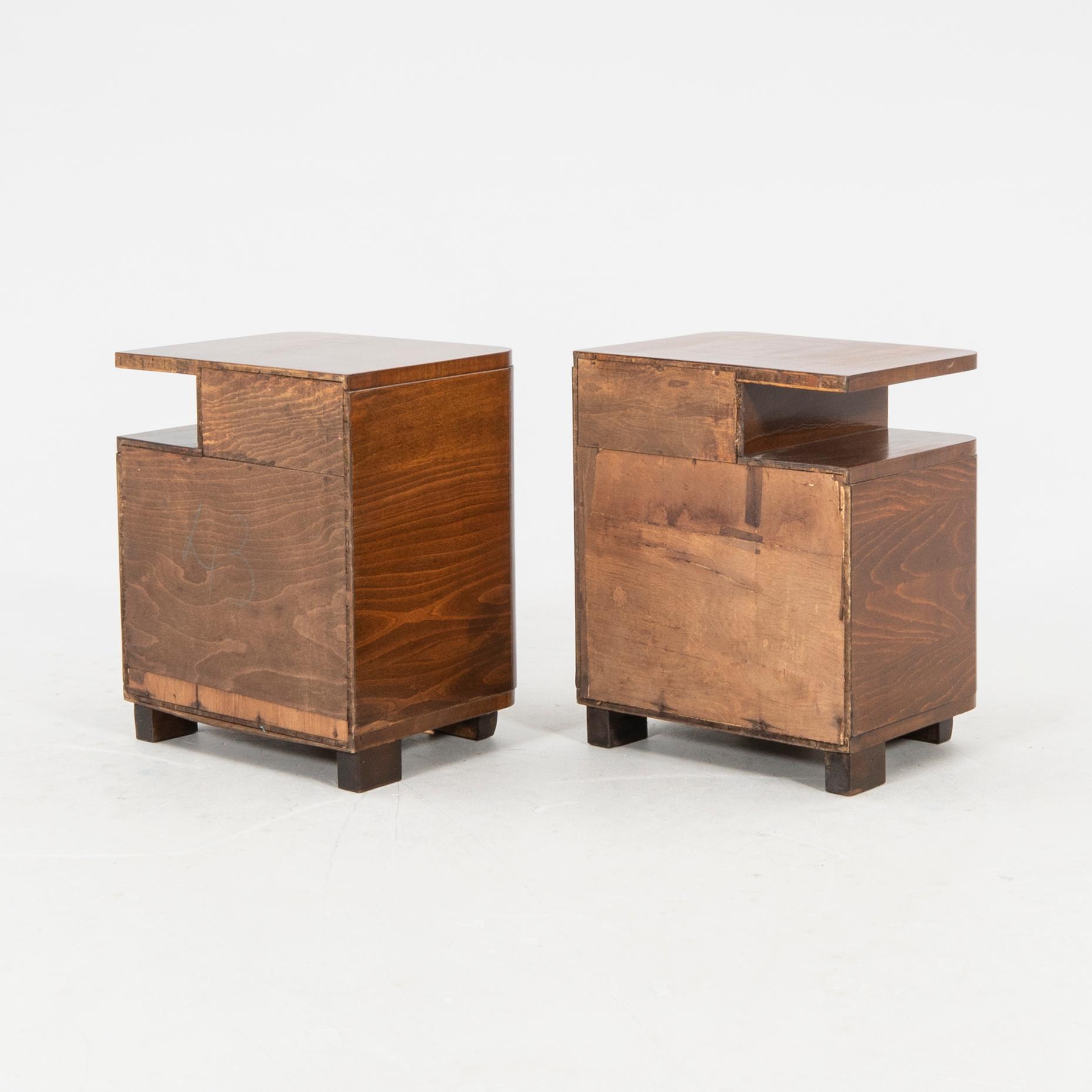 Bedside tables, a pair from the first half of the 20th century.