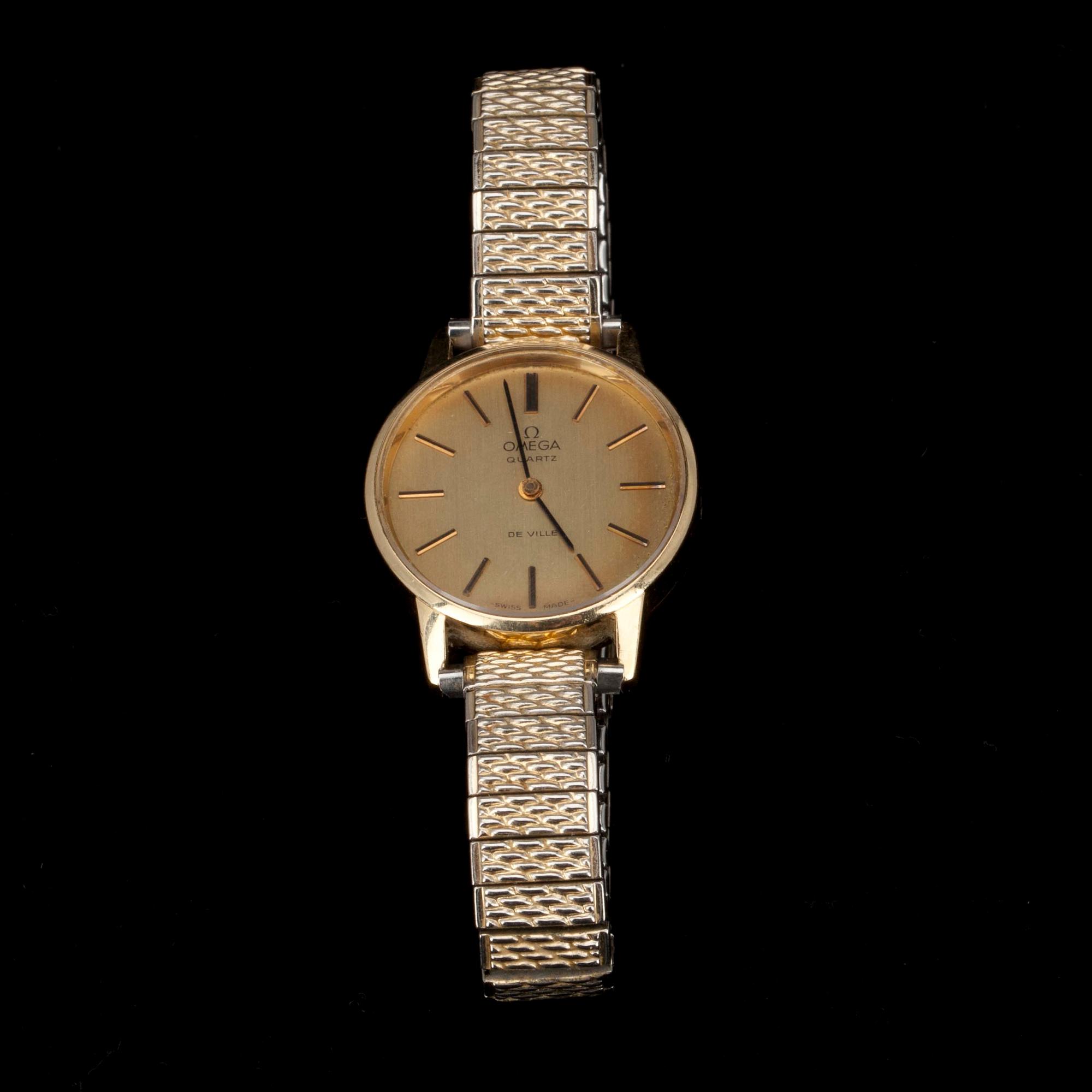 ARMBANDSUR, guld på stål, Omega de Ville. 1900-talets mitt.