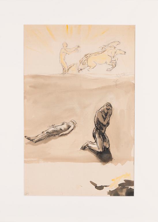 MAGNUS ENCKELL, sketch, gouache and ink, unsigned, 1906.