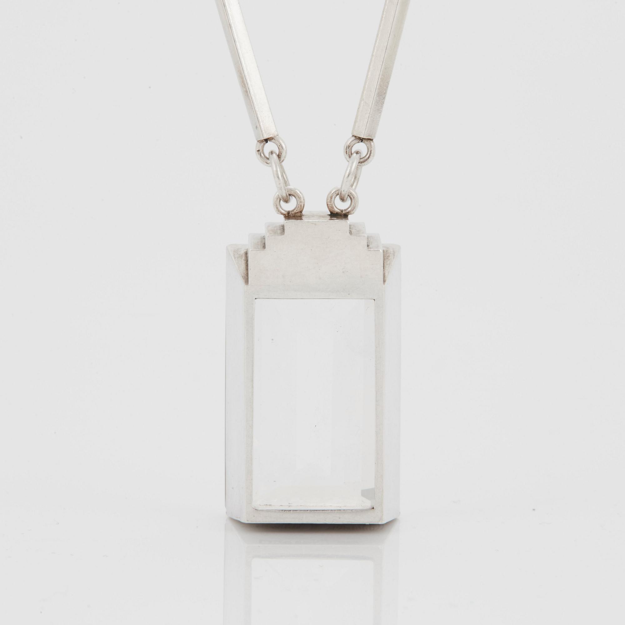 Wiwen Nilsson, a sterling necklace with a rock crystal pendant, Lund, Sweden 1943.