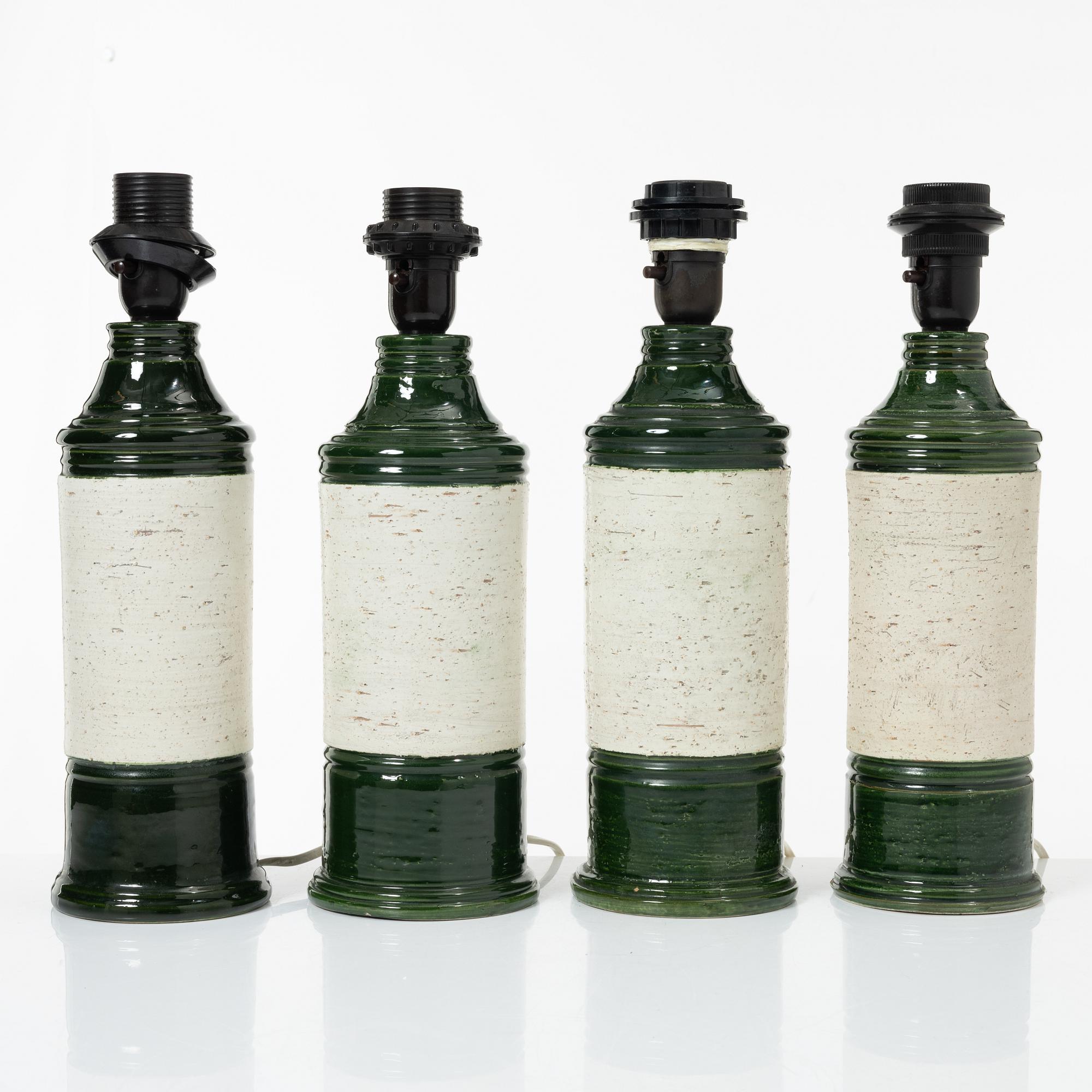 Bordslampor, 4 st, Bitossi för Bergboms, 1900-talets andra hälft.