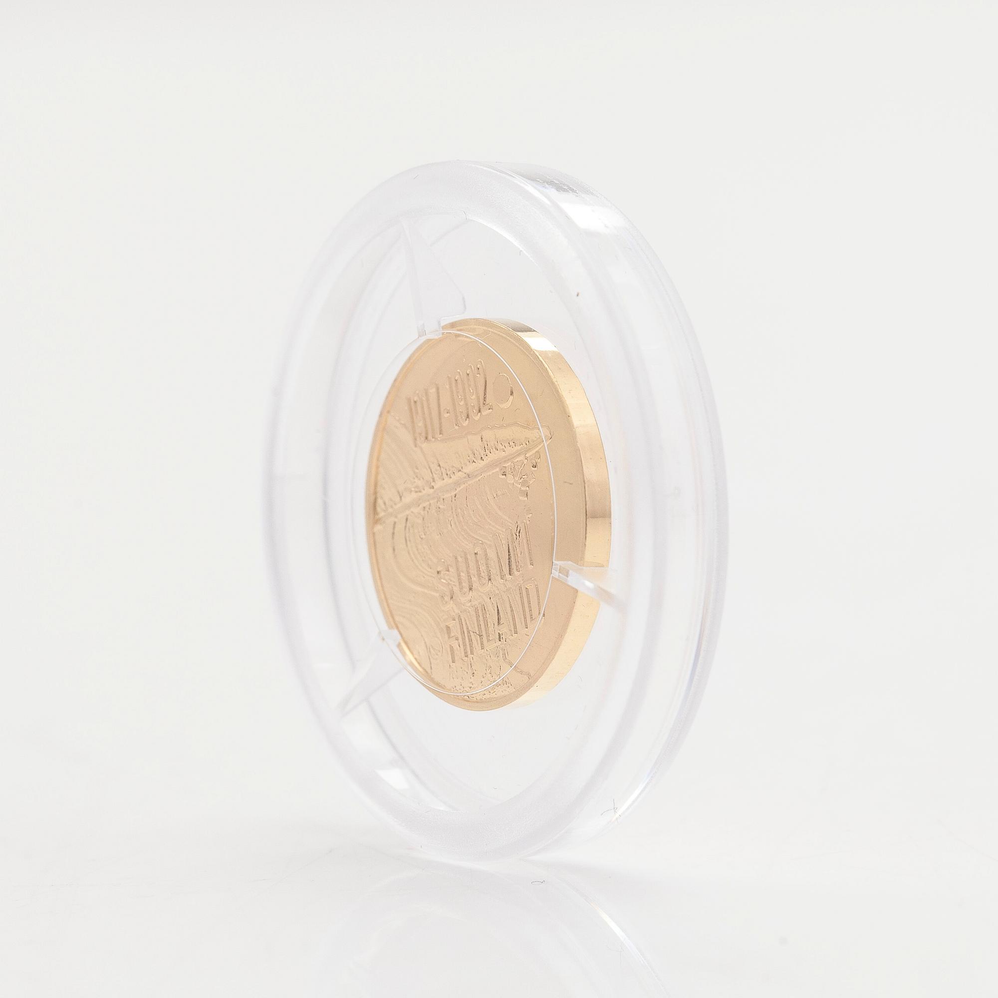 Jubileumsmynt, guld (900), Finland, 1000 mk, Finland 75 år.