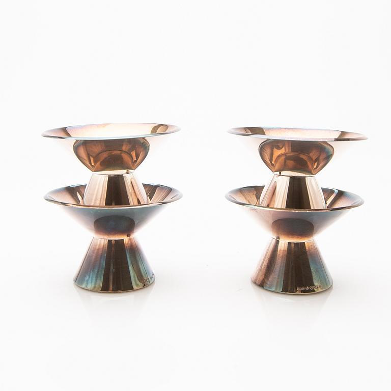 Ljusstakar, 4 st, silver, GAB, Stockholm, 1965-70.