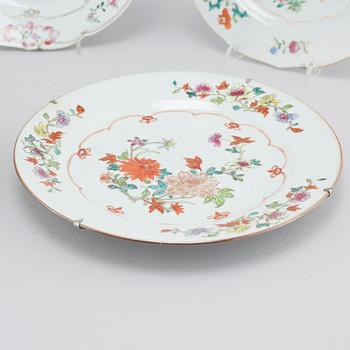 Five porcelain plates from China, Qianlong (1736-1795).