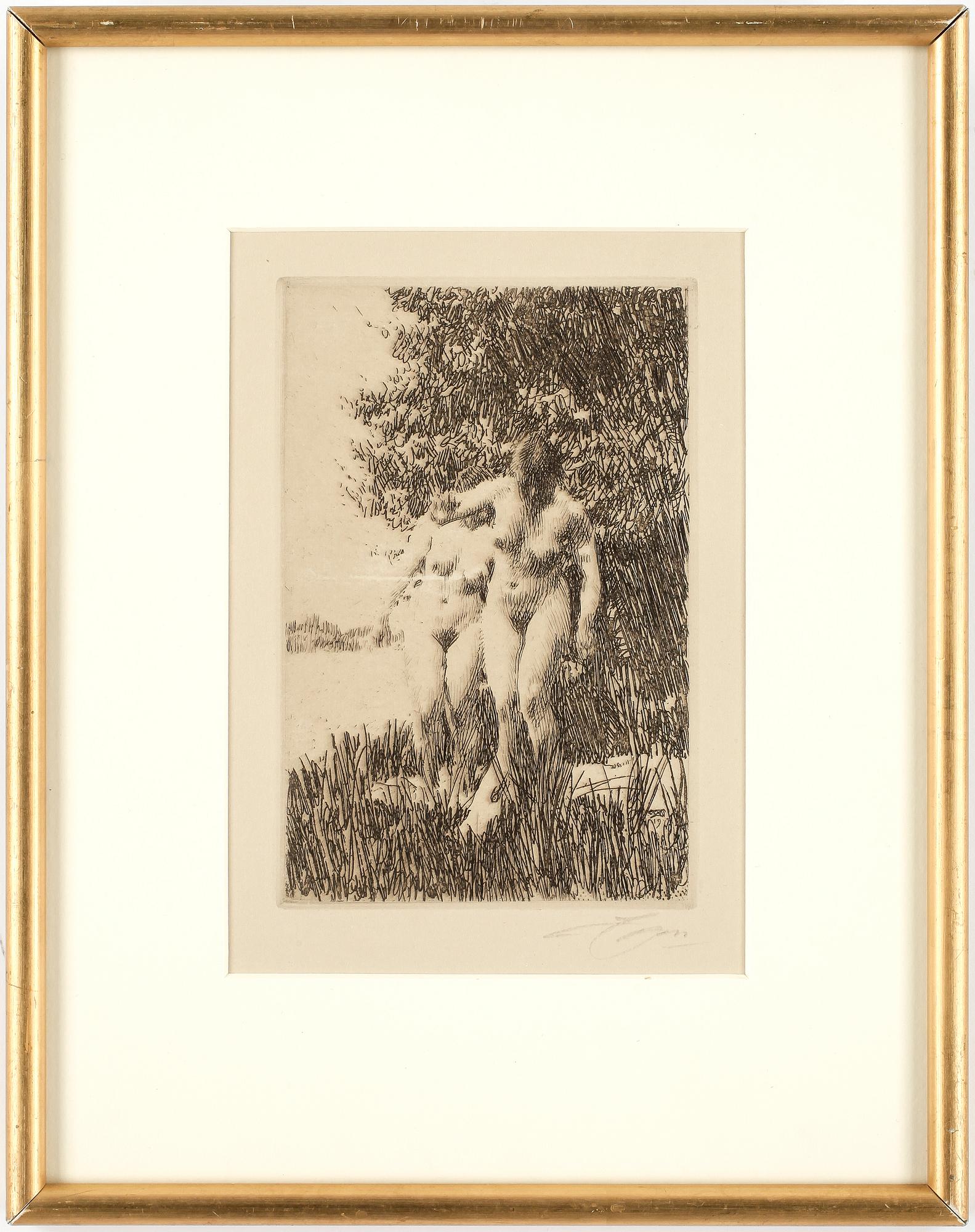 ANDERS ZORN, etsning, signerad och otydligt daterad i plåten 1917.