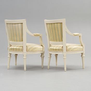 A pair of Gustavian late 18th century armchairs.