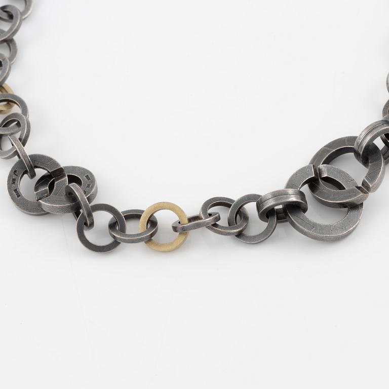 Bracelet, necklace, a pair of earrings, and a ring, Pia Rauff, silver with small diamonds.