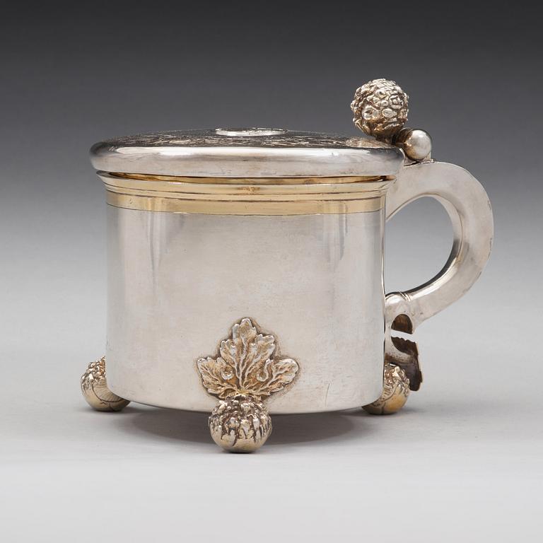 A Swedish 17th century parcel-gilt tankard, mark of Henrik Feiff, Stockholm (1666-1694(1709)) before 1689.