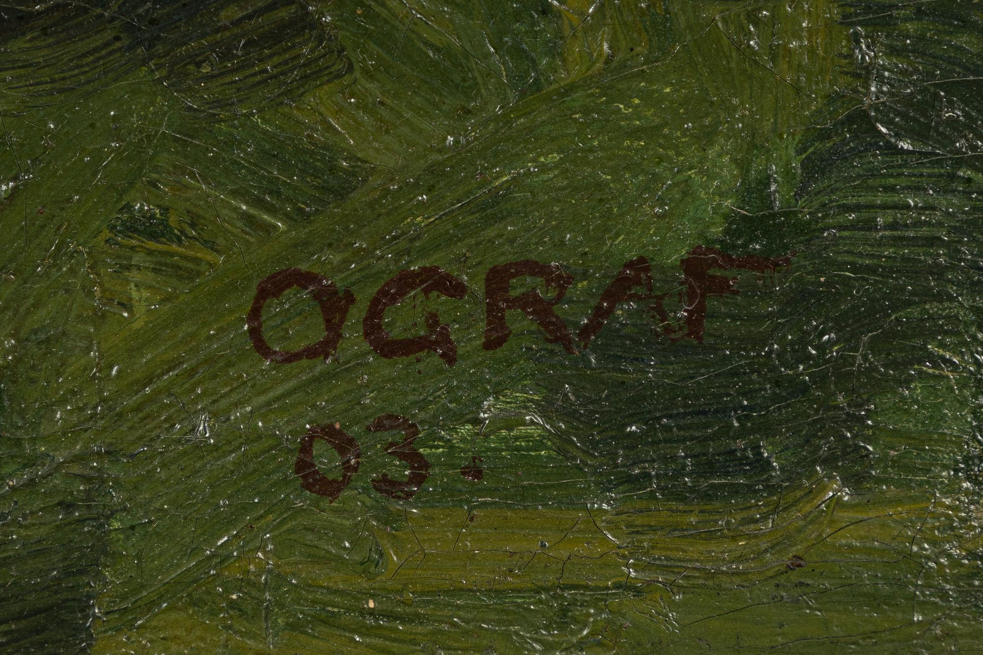 Oskar Graf, Hästar vid mangårdsbyggnad.